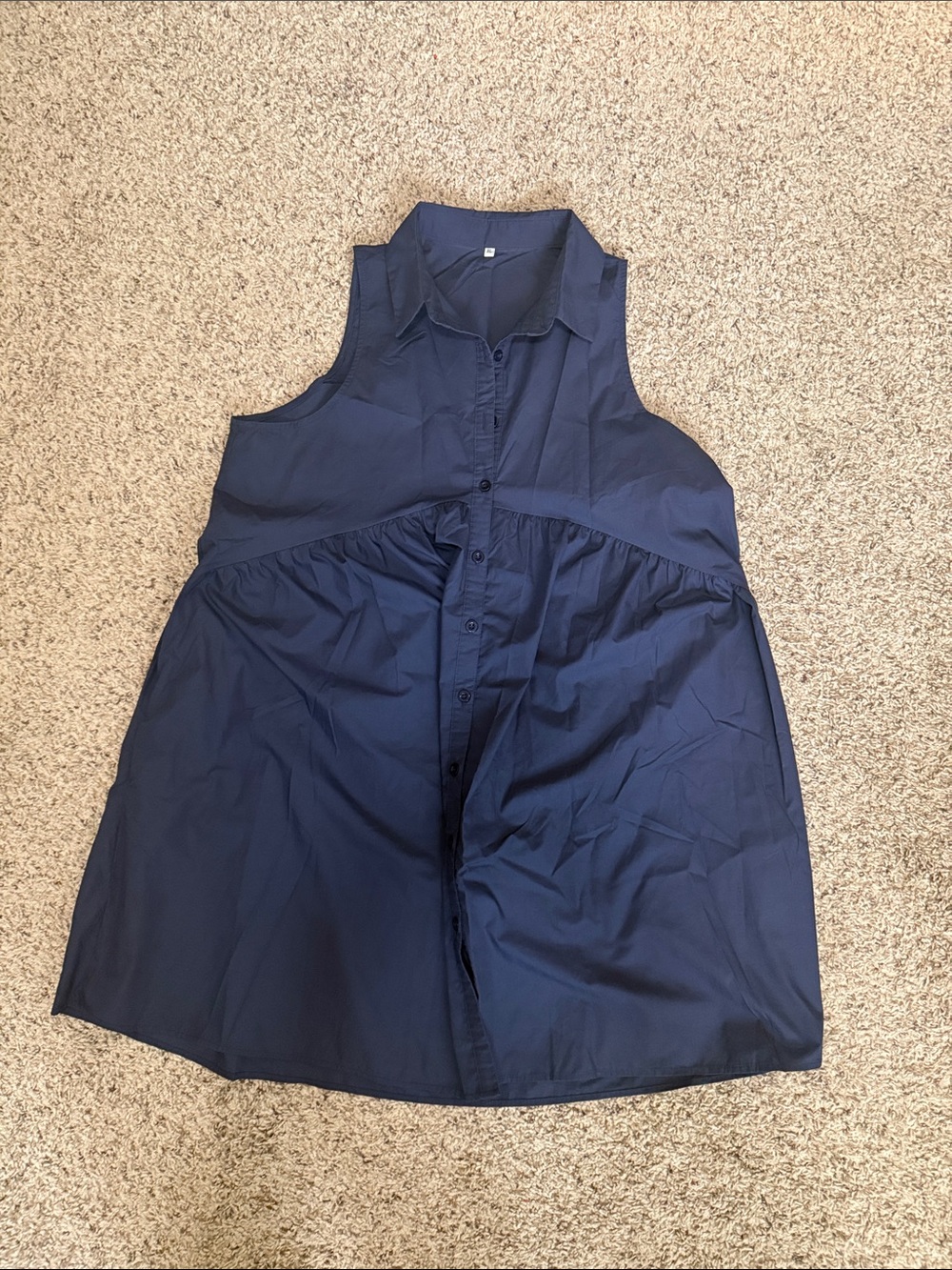 Amazon Navy Collared Sleeveless Button-Front Mini Dress